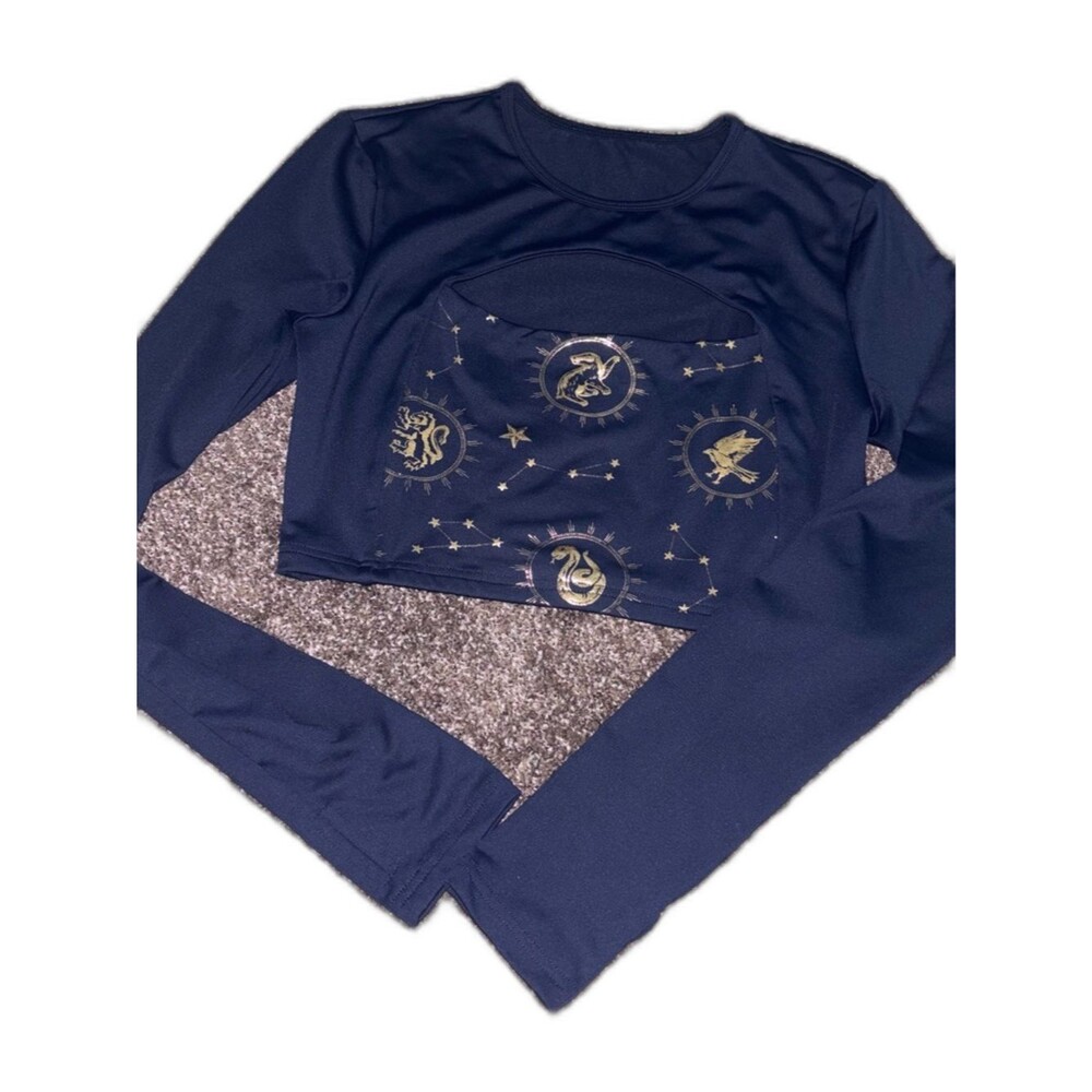 Harry potter X Shein navy blue and gold crop size large